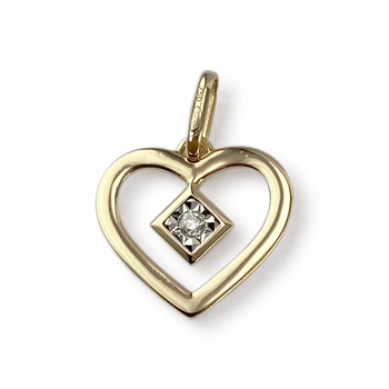 Pendentif coeur d'occasion or 750 2 tons diamant