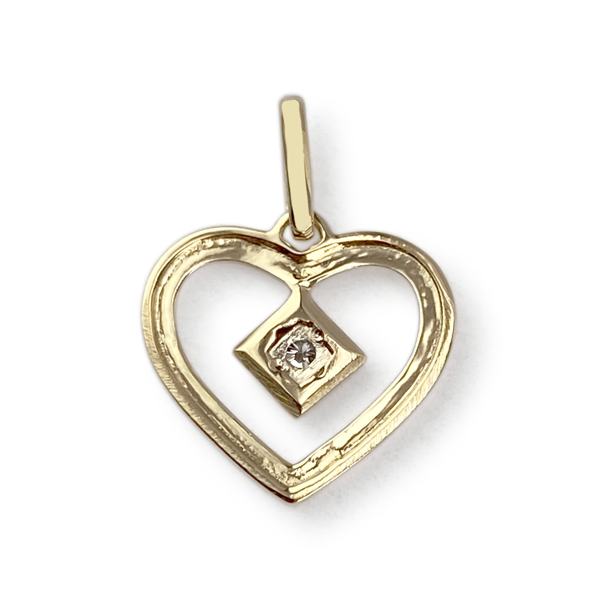 Pendentif coeur d'occasion or 750 2 tons diamant - vue 2