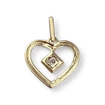 Pendentif coeur d'occasion or 750 2 tons diamant