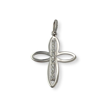 Croix d'occasion or 375 blanc zirconias