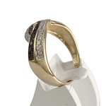 Bague d'occasion or 750 2 tons diamants blancs et noirs traités - vue 2