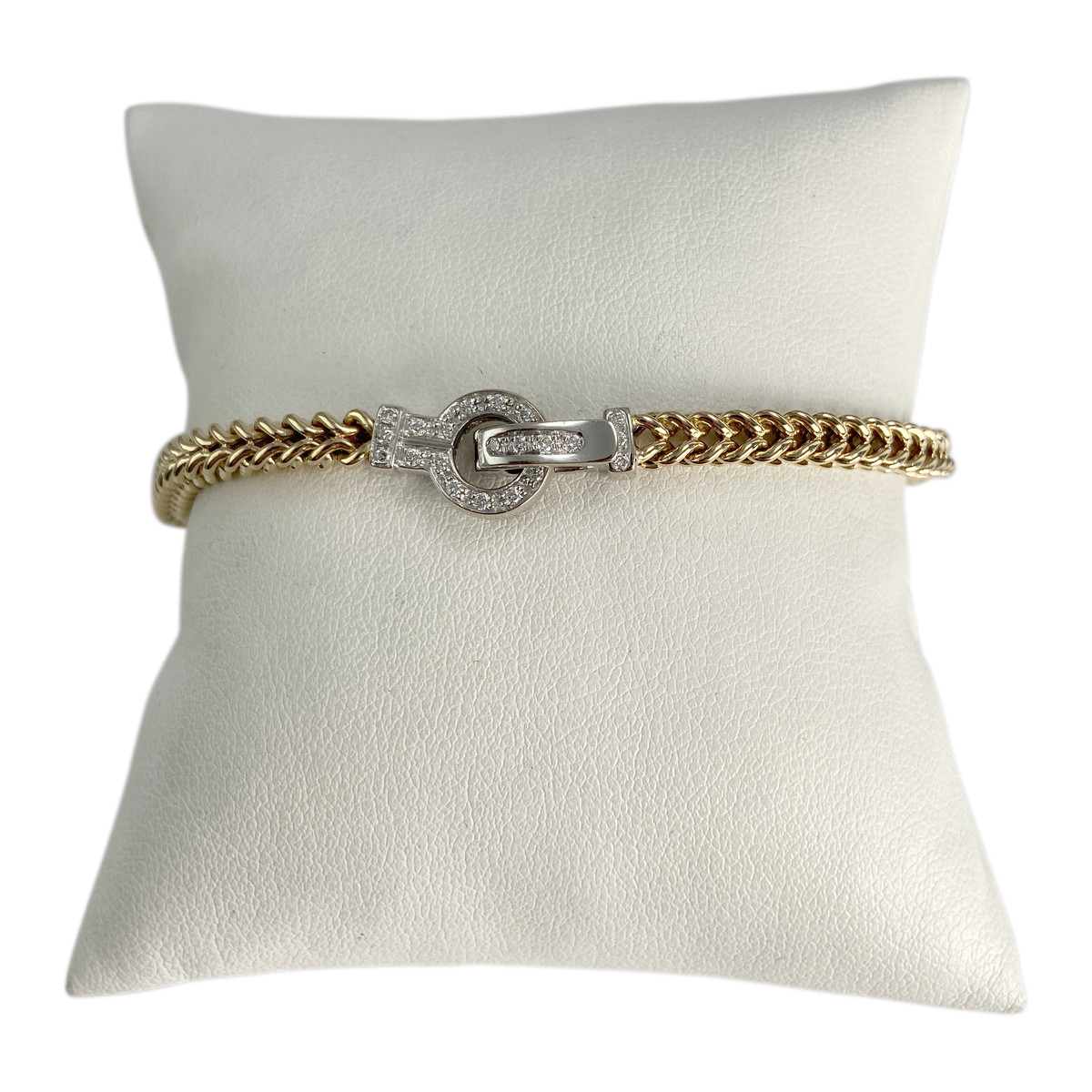 Bracelet d'occasion 2 ors 750 maille fantaisie diamant