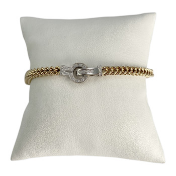 Bracelet d'occasion 2 ors 750 maille fantaisie diamant