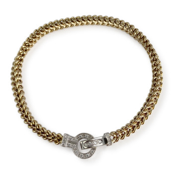 Bracelet d'occasion 2 ors 750 maille fantaisie diamant