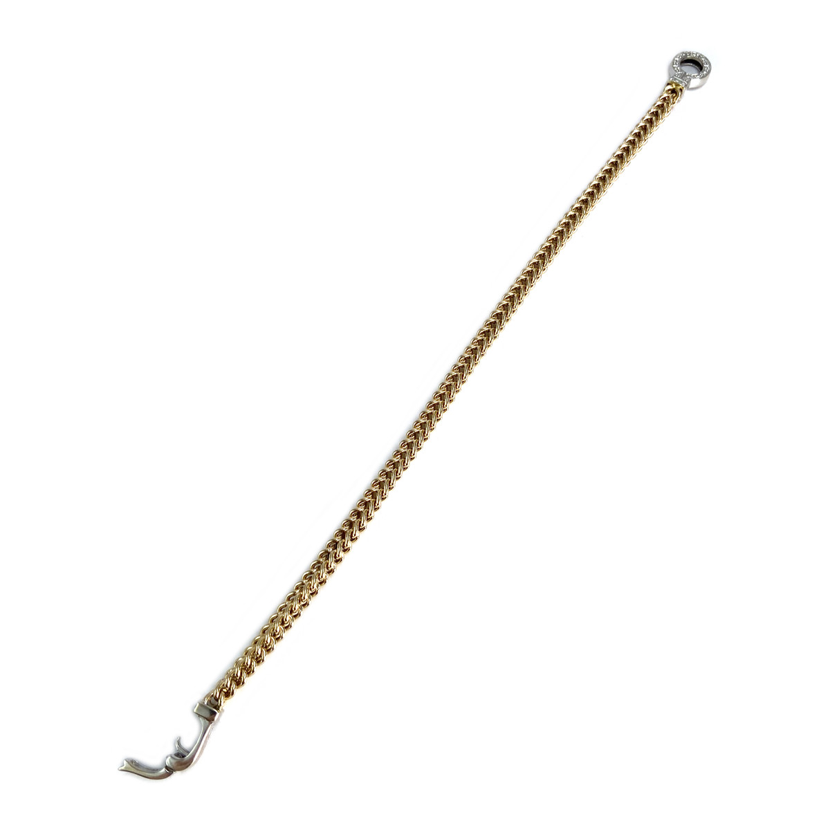 Bracelet d'occasion 2 ors 750 maille fantaisie diamant - vue 3