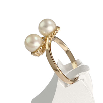 Second-hand gold ring 750 yellow cultured pearl