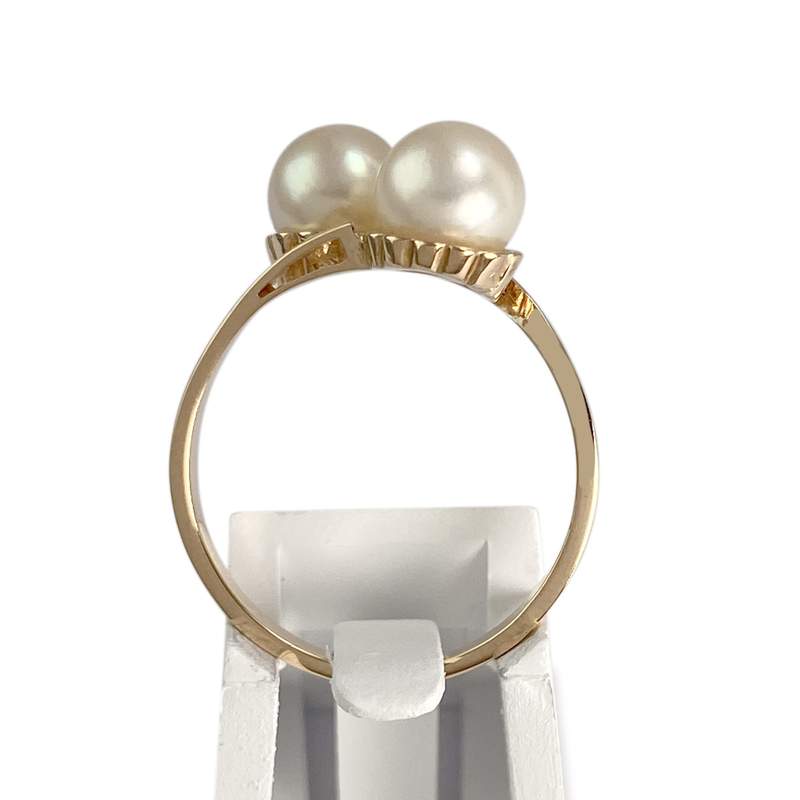 Second hand gold ring 750 yellow cultured pearl - view 3