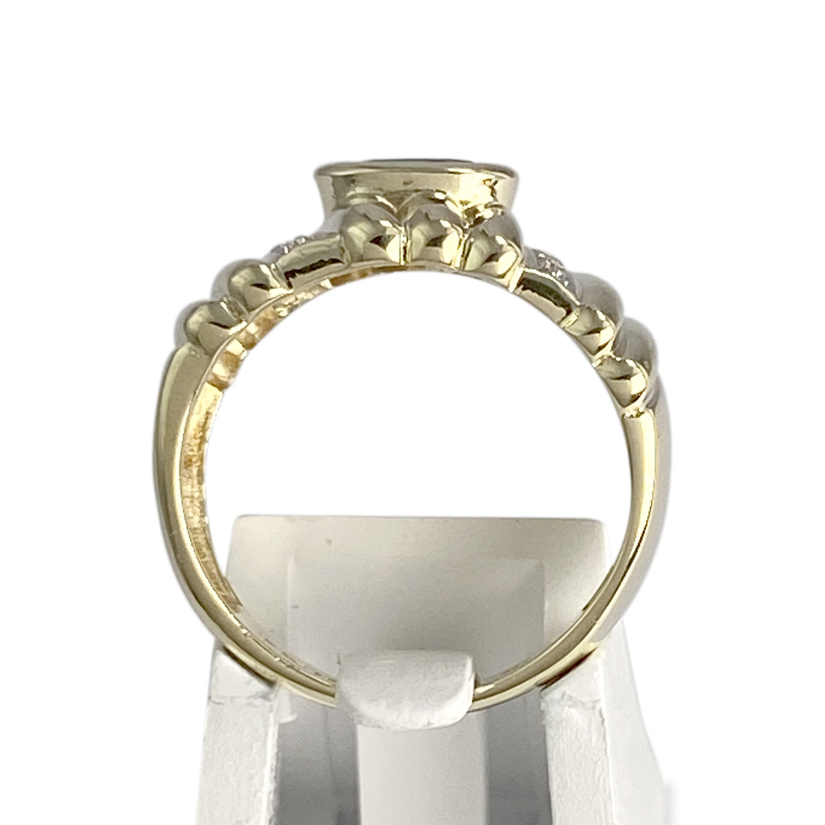 Bague d'occasion or 585 jaune diamants saphir - vue 3