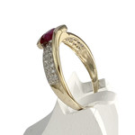 Bague d'occasion  or 375 diamants rubis - vue 2