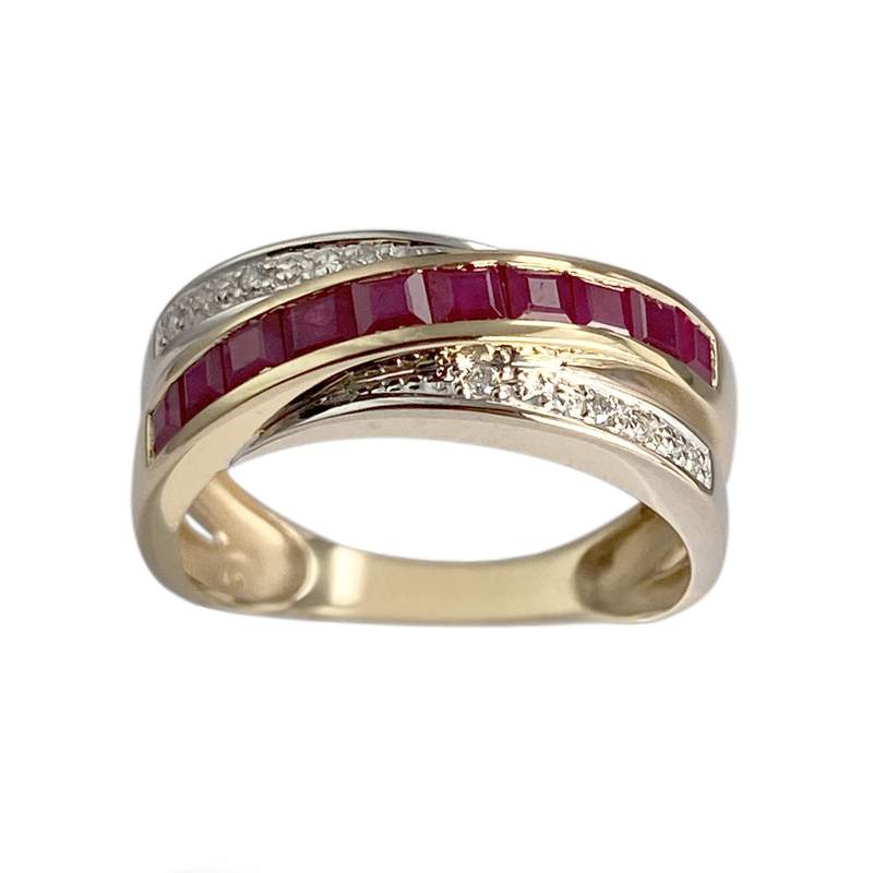 Bague d'occasion 2 ors 750 diamants rubis - vue 1