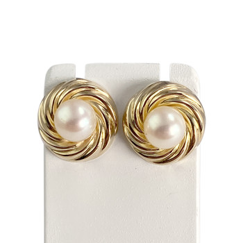 Boucles d'oreilles d'occasion or 750 jaune perle de culture