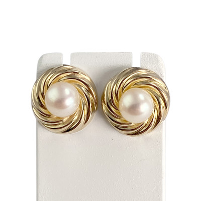 Boucles d'oreilles d'occasion or 750 jaune perle de culture - vue 1