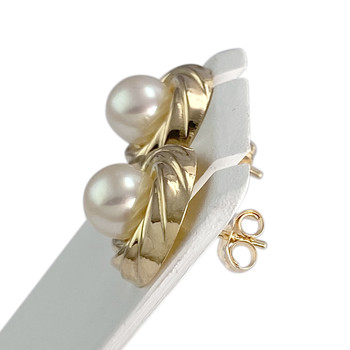 Boucles d'oreilles d'occasion or 750 jaune perle de culture