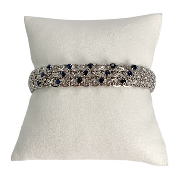 Bracelet d'occasion or 750 blanc maille fantaisie saphirs