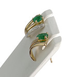 Boucles d'oreilles d'occasion  or 750 2 tons émeraudes diamants - vue 2