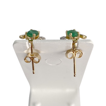 Boucles d'oreilles d'occasion  or 750 2 tons émeraudes diamants