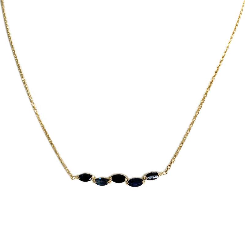 Collier d'occasion or 750 jaune maille forcat saphirs - vue 1