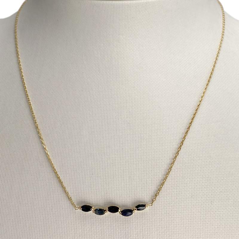Collier d'occasion or 750 jaune maille forcat saphirs - vue 2