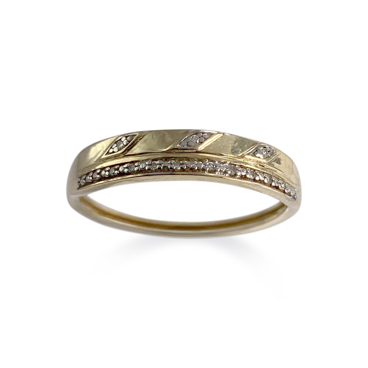 Second hand ring gold 375 2 tone diamonds