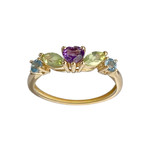 Bague d'occasion or 750 jaune topazes traitées péridots améthystes - vue 1
