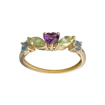 Bague d'occasion or 750 jaune topazes traitées péridots améthystes