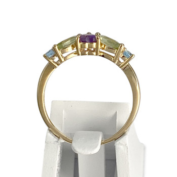 Bague d'occasion or 750 jaune topazes traitées péridots améthystes