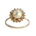 Bague d'occasion  or 750 2 tons perle de culture diamants - vue 1