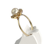 Bague d'occasion  or 750 2 tons perle de culture diamants - vue 2