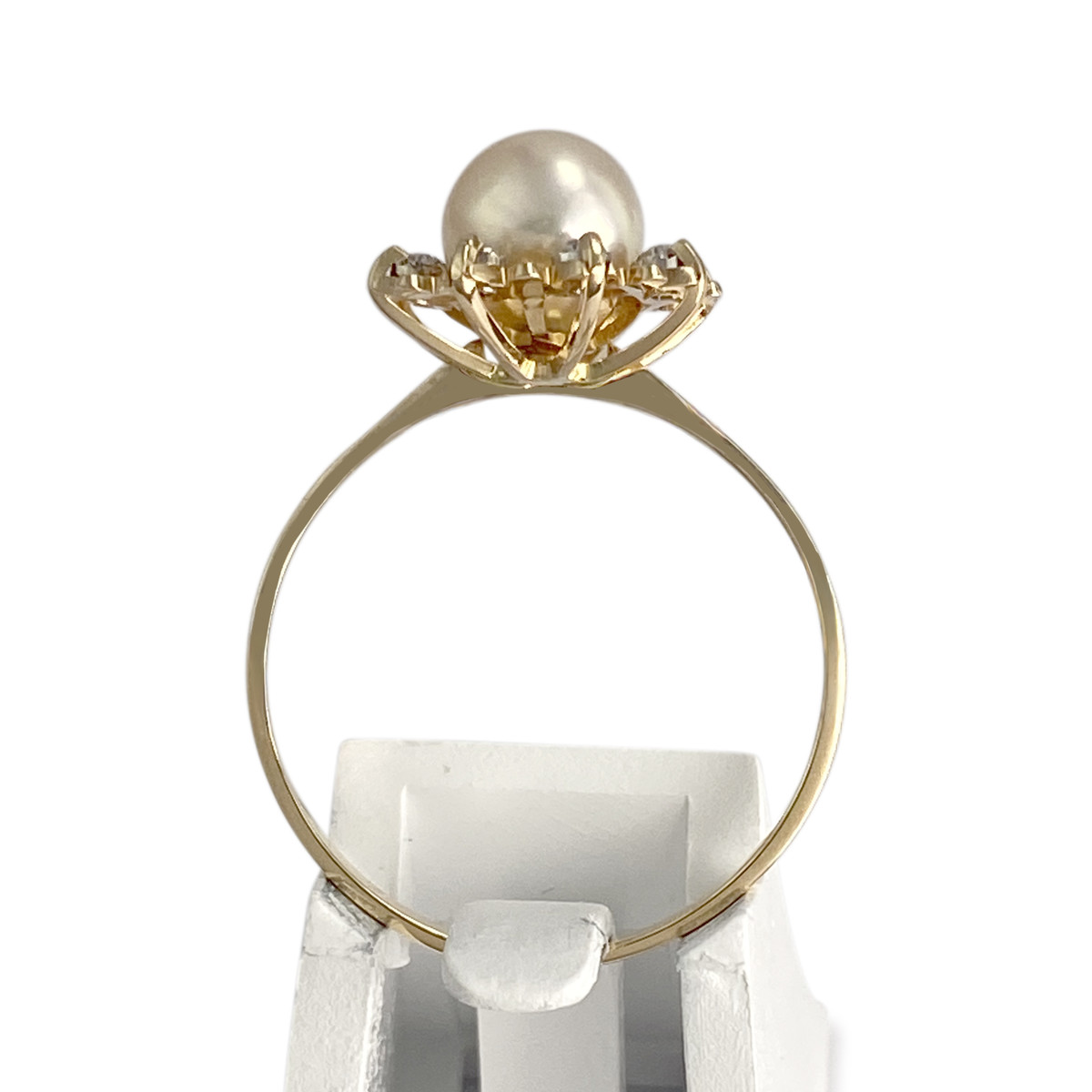 Bague d'occasion  or 750 2 tons perle de culture diamants - vue 3