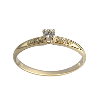 Tweedehands gouden ring 750 gele diamanten