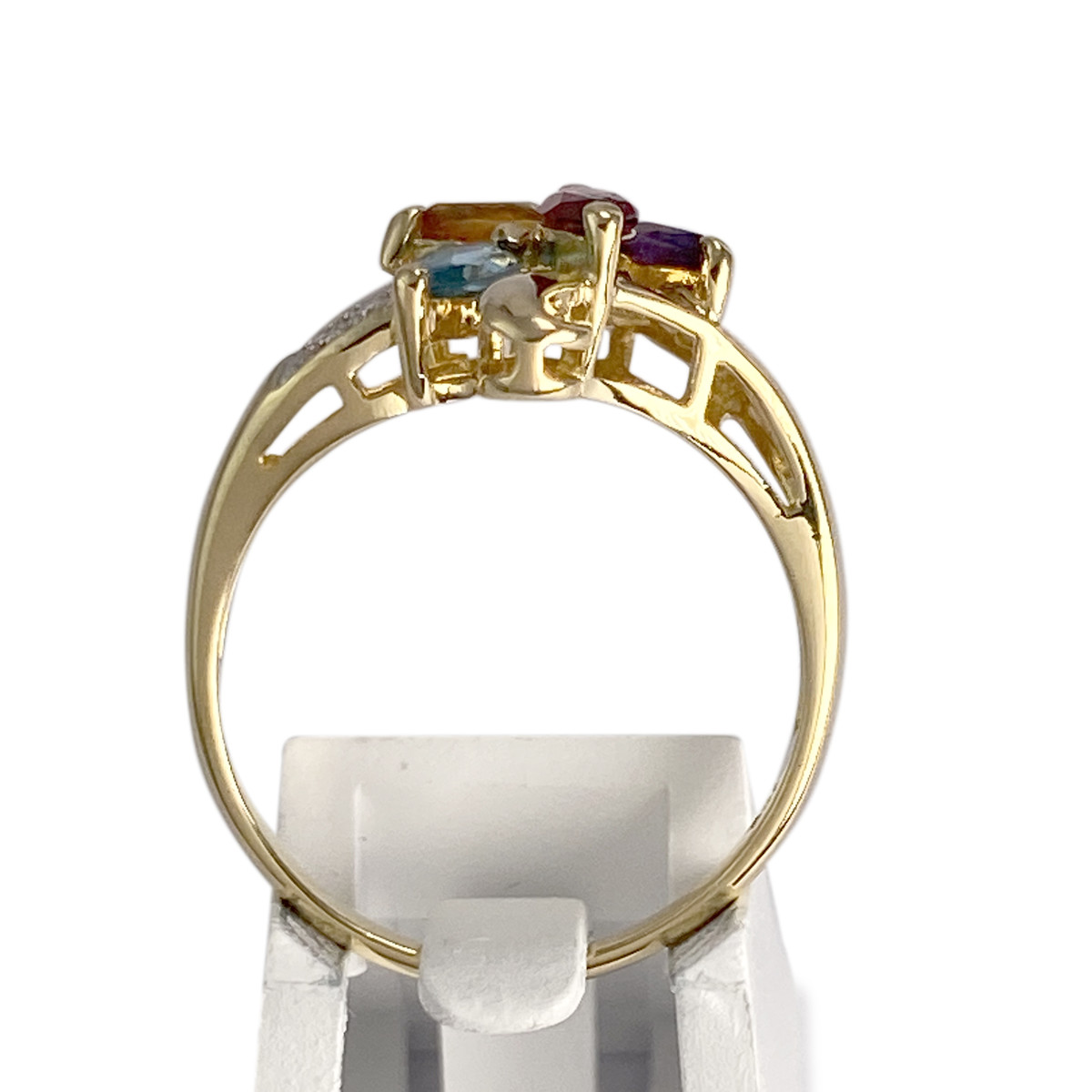 Bague d'occasion or 750 2 tons amethyste grenat topaze bleue citrine peridot diamant - vue 3