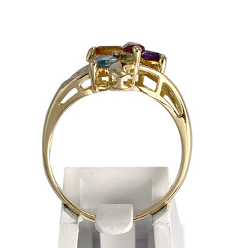 Bague d'occasion or 750 2 tons amethyste grenat topaze bleue citrine peridot diamant