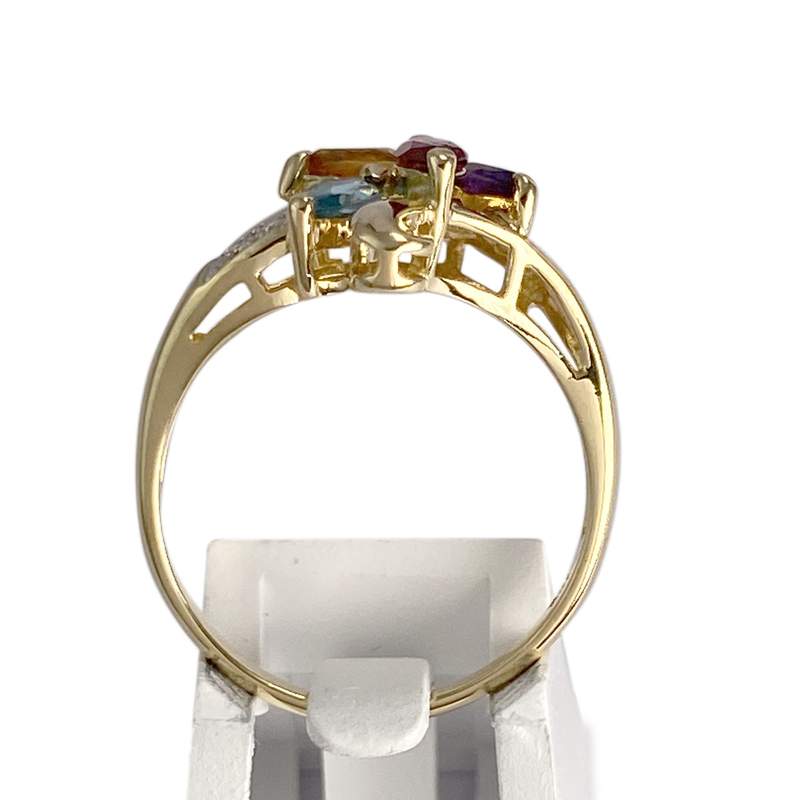 Bague d'occasion or 750 2 tons amethyste grenat topaze bleue citrine peridot diamant - vue 3