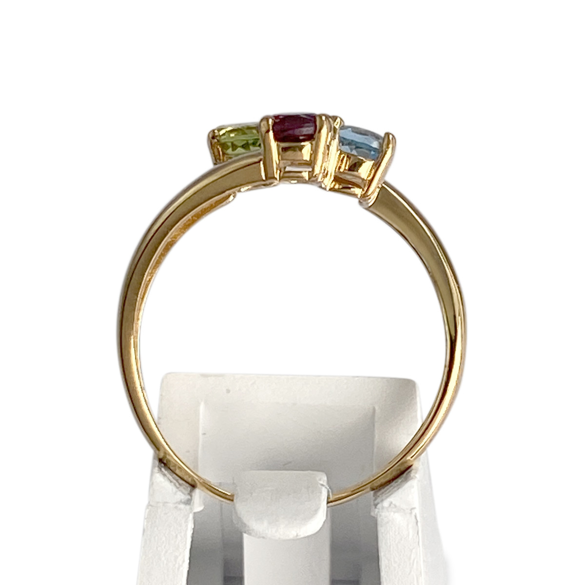 Bague d'occasion or 750 jaune péridot grenat rhodolite améthyste topaze traitée swiss blue - vue 3