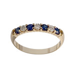 Bague d'occasion or 750 2 tons  diamants saphirs - vue 1