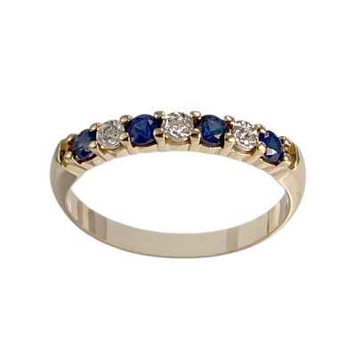 Bague d'occasion or 750 2 tons  diamants saphirs