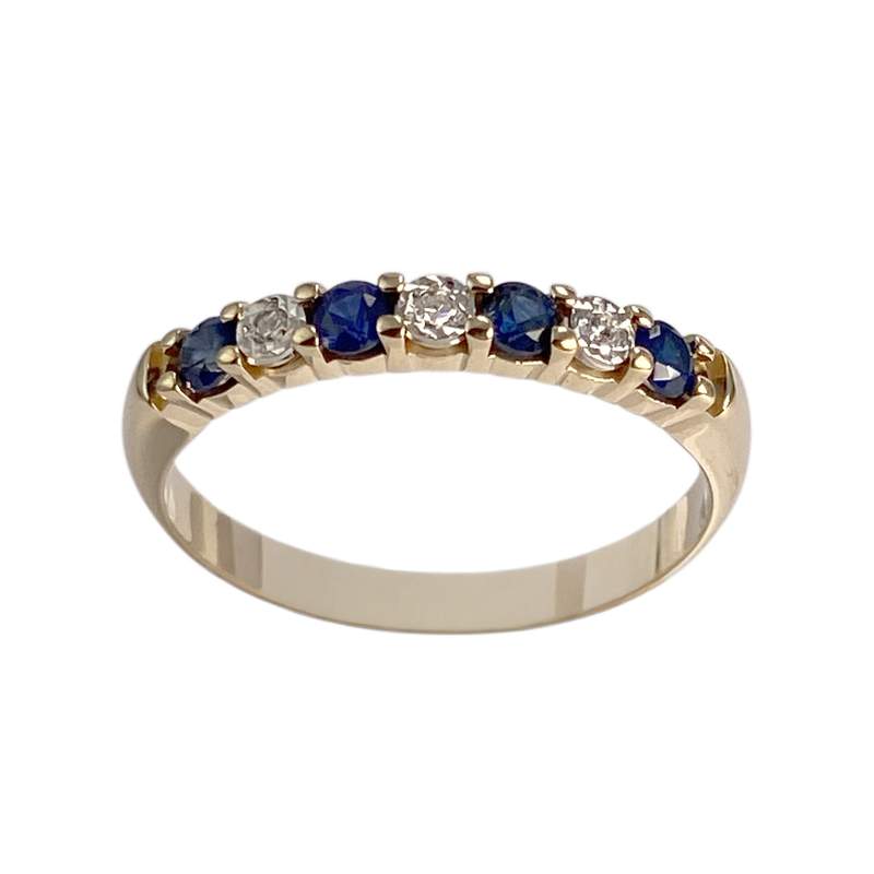 Bague d'occasion or 750 2 tons  diamants saphirs - vue 1