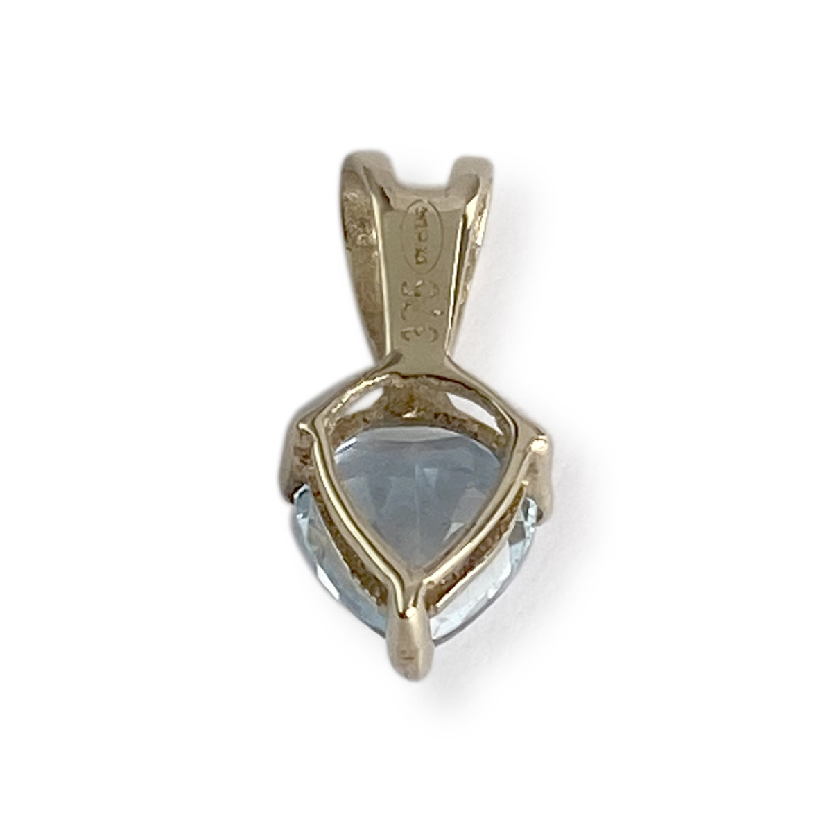 Pendentif coeur d'occasion or 375 jaune topaze bleue traitée - vue 3