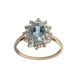 Bague d'occasion or 375 jaune zirconias topaze bleue traitée - vue 1