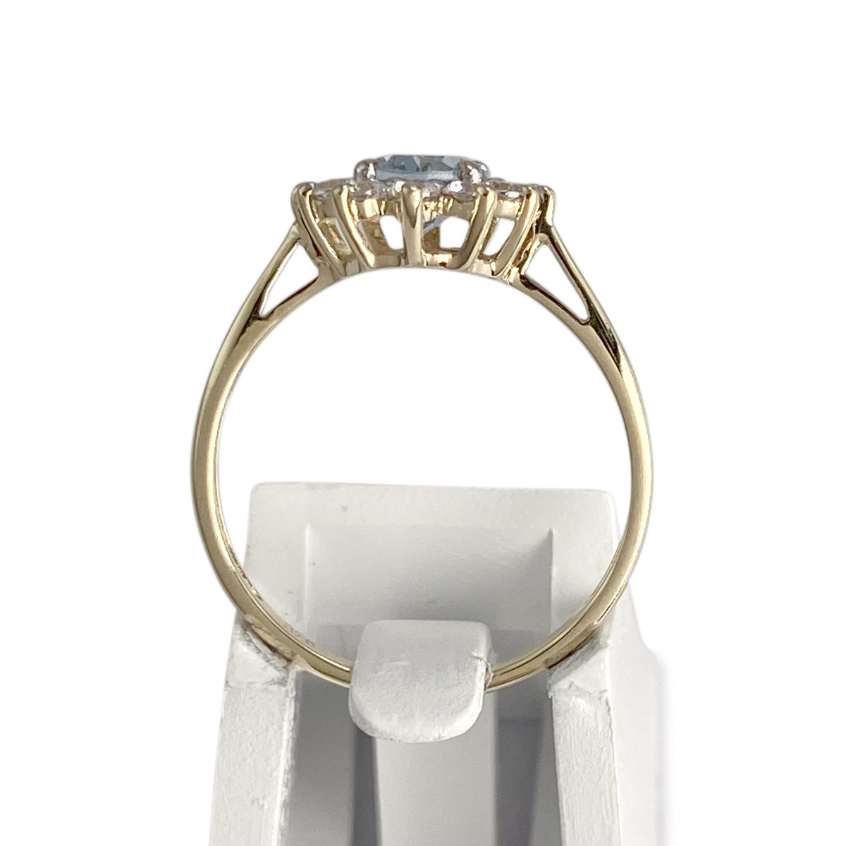 Bague d'occasion or 375 jaune zirconias topaze bleue traitée - vue 3