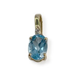 Pendentif d'occasion or 375 jaune topaze bleue traitée zirconia - vue 1