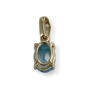 Pendentif d'occasion or 375 jaune topaze bleue traitée zirconia