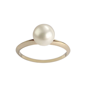 Tweedehands ring in 375 geelgoud met gekweekte parel