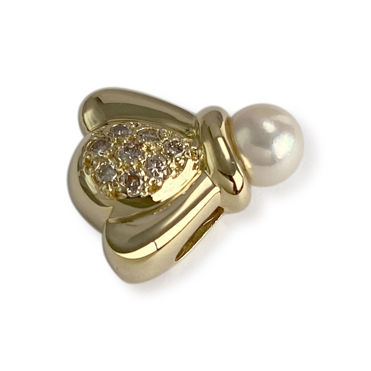 Pendentif d'occasion or 750 jaune perle de culture diamants