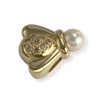 Pendentif d'occasion or 750 jaune perle de culture diamants