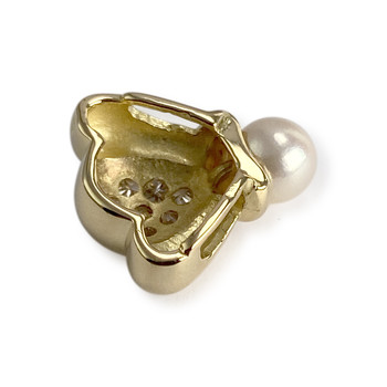 Pendentif d'occasion or 750 jaune perle de culture diamants