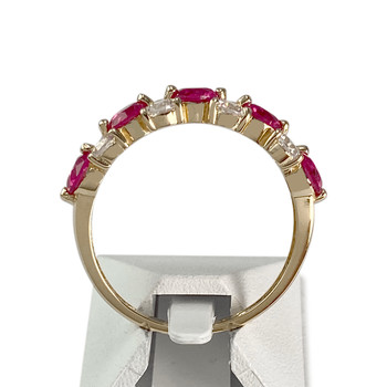 Bague d'occasion or 375 jaune rubis synthétiques et zirconias