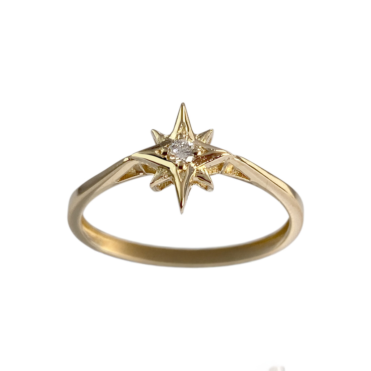 Bague d'occasion or 750 jaune étoile diamant synthétique