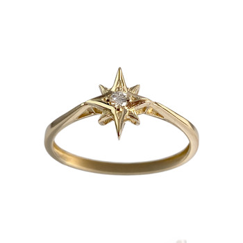 Bague d'occasion or 750 jaune étoile diamant synthétique