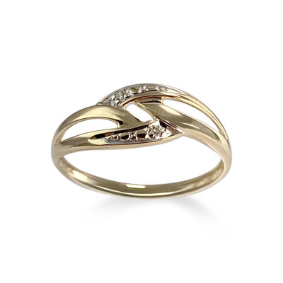 Bague d'occasion  or 750 2 tons diamants - vue 1